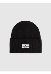 4f - 4F Czapka beanie damska - czarna M. Kolor: czarny. Materiał: materiał, poliester, dzianina. Sezon: zima. Styl: klasyczny, casual, elegancki