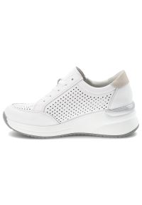 Sneakersy damskie Vinceza, ze skóry naturalnej licowej ażurowa cholewka zamek i sznurowanie lekka podeszwa, białe, 95403. Okazja: na spacer, na co dzień. Zapięcie: sznurówki. Kolor: biały. Materiał: skóra. Szerokość cholewki: normalna. Wzór: ażurowy. Obcas: na platformie. Styl: casual, elegancki, sportowy, klasyczny #6