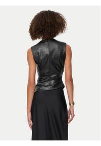 only - ONLY Bluzka Mone 15360230 Czarny Slim Fit. Kolor: czarny. Materiał: skóra #6