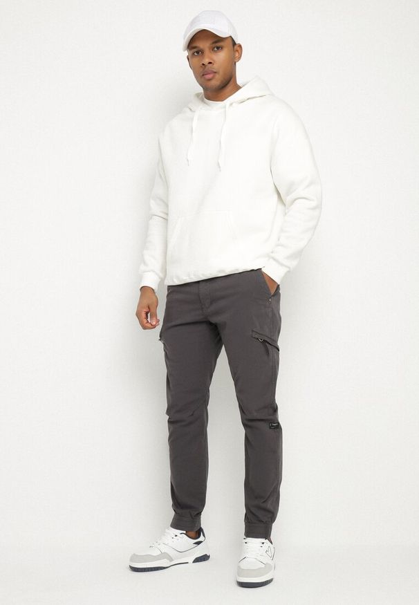 Born2be - Szare Spodnie w Stylu Cargo z Bawełny z Kieszonkami Alimaria. Kolor: szary. Materiał: bawełna