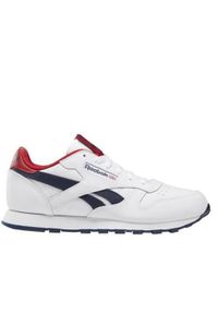 Buty do chodzenia dla dzieci Reebok Classic Leather. Zapięcie: sznurówki. Kolor: biały, czerwony, wielokolorowy, niebieski. Materiał: tkanina, materiał, skóra, syntetyk. Szerokość cholewki: normalna. Model: Reebok Classic. Sport: turystyka piesza