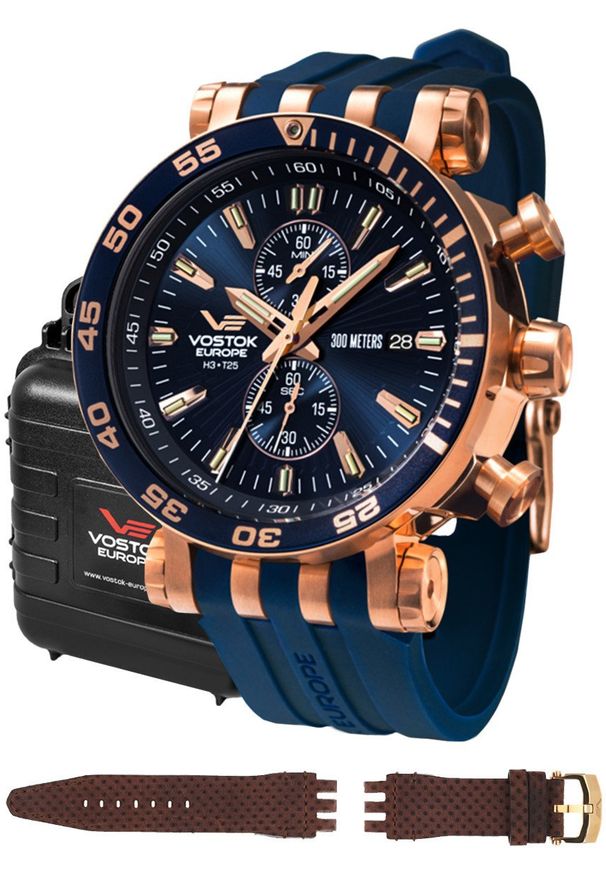 Zegarek męski Vostok Europe VK61-575B590S niebieski. Kolor: niebieski