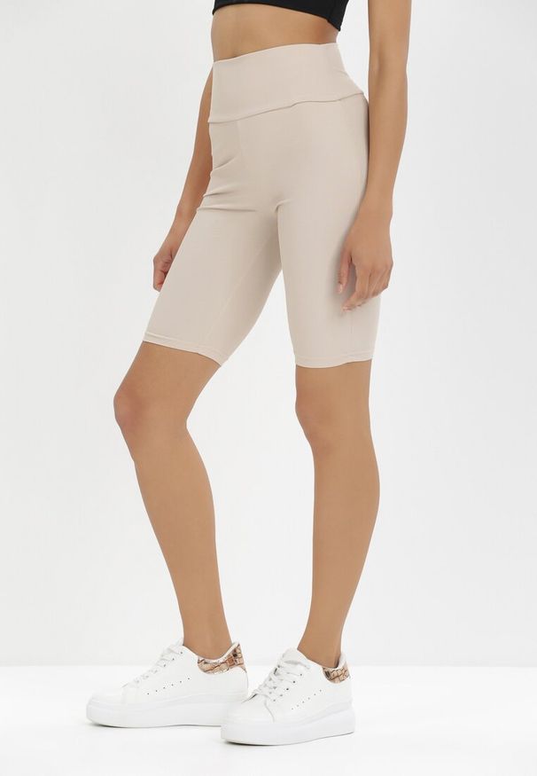 Born2be - Jasnobeżowe Kolarki Thosea. Stan: podwyższony. Kolor: beżowy. Materiał: prążkowany, dzianina. Długość: krótkie