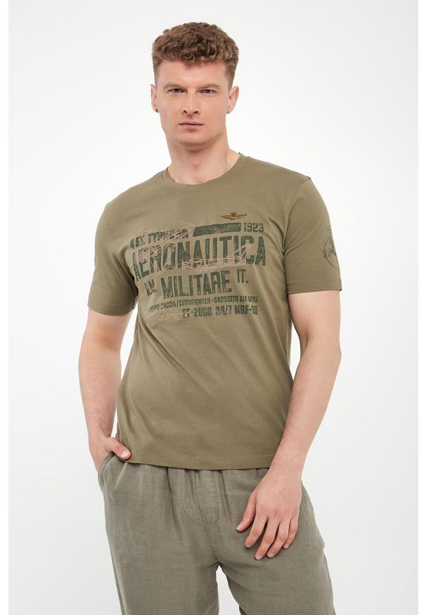Aeronautica Militare - T-shirt męski z nadrukiem AERONAUTICA MILITARE. Wzór: nadruk