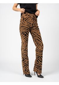 Pinko Spodnie "Billie 4" | 1J10Q0 Y78V | Billie 4 Pantalone | Kobieta | Czarny, Brązowy. Kolor: brązowy, wielokolorowy, czarny. Materiał: bawełna, elastan. Wzór: motyw zwierzęcy, aplikacja #5