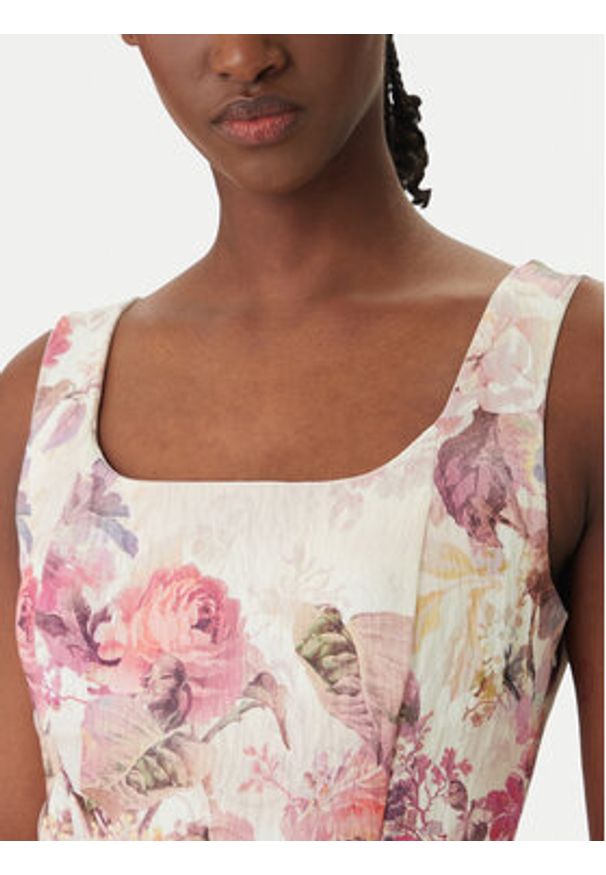 Rinascimento Sukienka koktajlowa CFC0020272002 Kremowy Regular Fit. Kolor: kremowy. Materiał: wiskoza. Styl: wizytowy