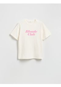 Reserved - T-shirt z nadrukiem - biały. Kolor: biały. Materiał: dzianina, bawełna. Wzór: nadruk #1