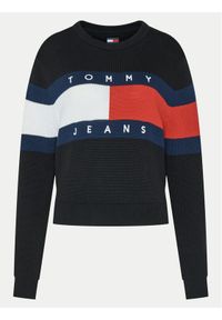 Tommy Jeans Sweter Center Flag DW0DW19335 Czarny Regular Fit. Kolor: czarny. Materiał: bawełna