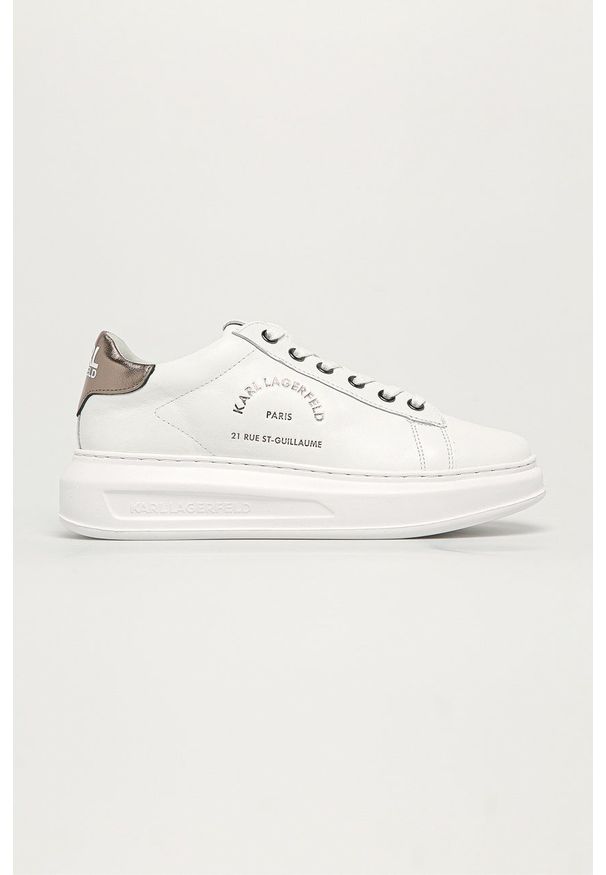 Karl Lagerfeld - Buty skórzane KL62538.01S. Nosek buta: okrągły. Zapięcie: sznurówki. Kolor: biały. Materiał: skóra. Obcas: na platformie