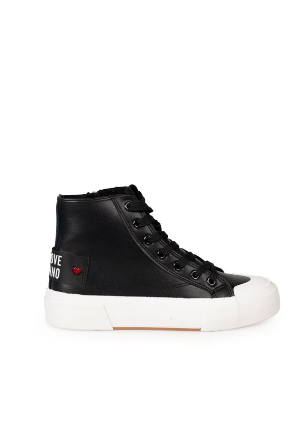 Love Moschino Trampki | JA15022G1MIA0 | Kobieta | Czarny. Okazja: na co dzień. Zapięcie: zamek. Kolor: czarny. Materiał: skóra, jeans. Sezon: lato. Styl: sportowy, casual