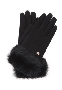 Ochnik - Wełniane rękawiczki damskie. Kolor: czarny. Materiał: wełna