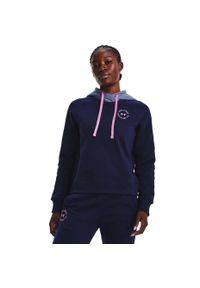 Bluza damska Under Armour Rival Fleece CB Hoodie. Kolor: niebieski, wielokolorowy, różowy. Sport: bieganie #1