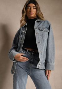 Renee - Niebieska Kurtka Jeansowa o Casualowym Fasonie Belissen. Okazja: na co dzień. Kolor: niebieski. Materiał: jeans. Styl: casual, boho
