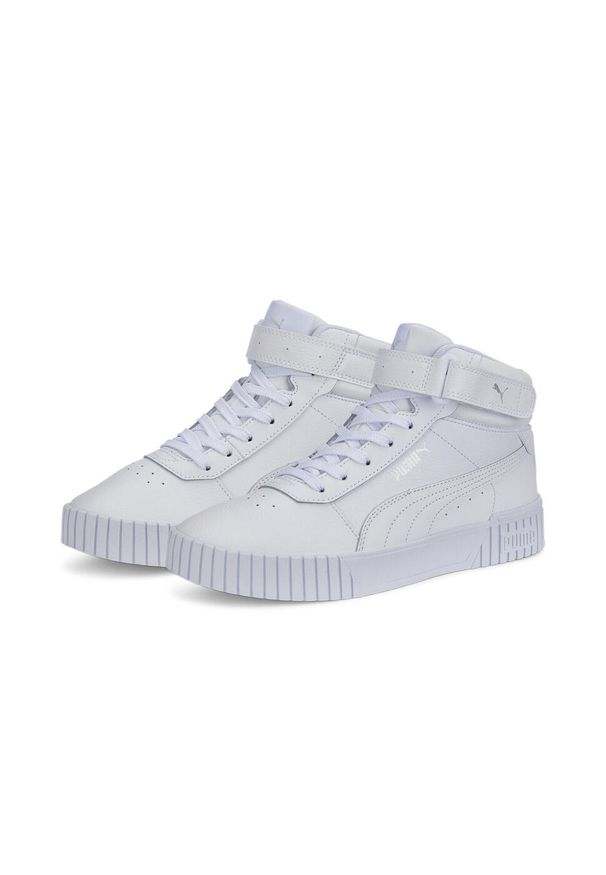 Buty Puma Carina 2.0 Mid, Kobiety. Okazja: na plażę. Kolor: biały, wielokolorowy, szary. Materiał: guma, materiał, syntetyk. Sezon: lato