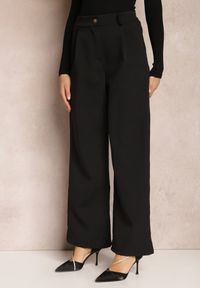 Renee - Czarne Spodnie Szerokie High Waist Gaye. Stan: podwyższony. Kolor: czarny. Materiał: tkanina #4