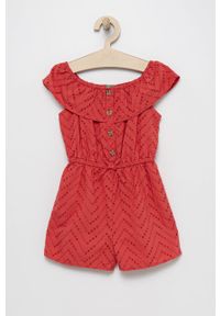 United Colors of Benetton kombinezon bawełniany dziecięcy kolor czerwony bawełniany. Okazja: na co dzień. Kolor: czerwony. Materiał: bawełna. Styl: casual #1