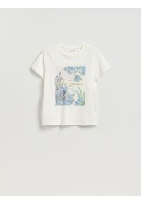 Reserved - T-shirt z nadrukiem - złamana biel. Materiał: bawełna, dzianina. Wzór: nadruk #1