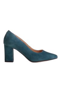 Marco Shoes Niebieskie czółenka z naturalnego zamszu. Kolor: niebieski. Materiał: zamsz #4