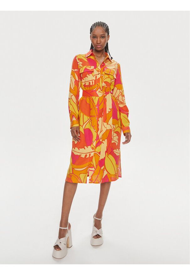 Joseph Ribkoff Sukienka koszulowa 242912 Pomarańczowy Regular Fit. Kolor: pomarańczowy. Materiał: wiskoza. Typ sukienki: koszulowe