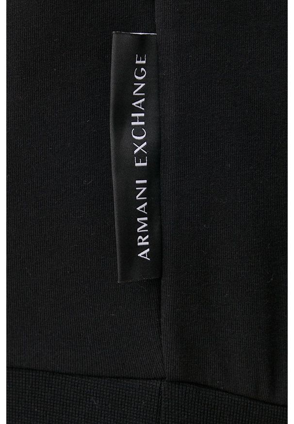 Armani Exchange Bluza męska kolor czarny z kapturem gładka. Typ kołnierza: kaptur. Kolor: czarny. Materiał: materiał. Wzór: gładki
