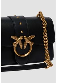 Pinko - PINKO Czarna kopertówka Love One Mini St. Cl Vitello Seta. Kolor: czarny. Materiał: skórzane. Styl: klasyczny, elegancki #3