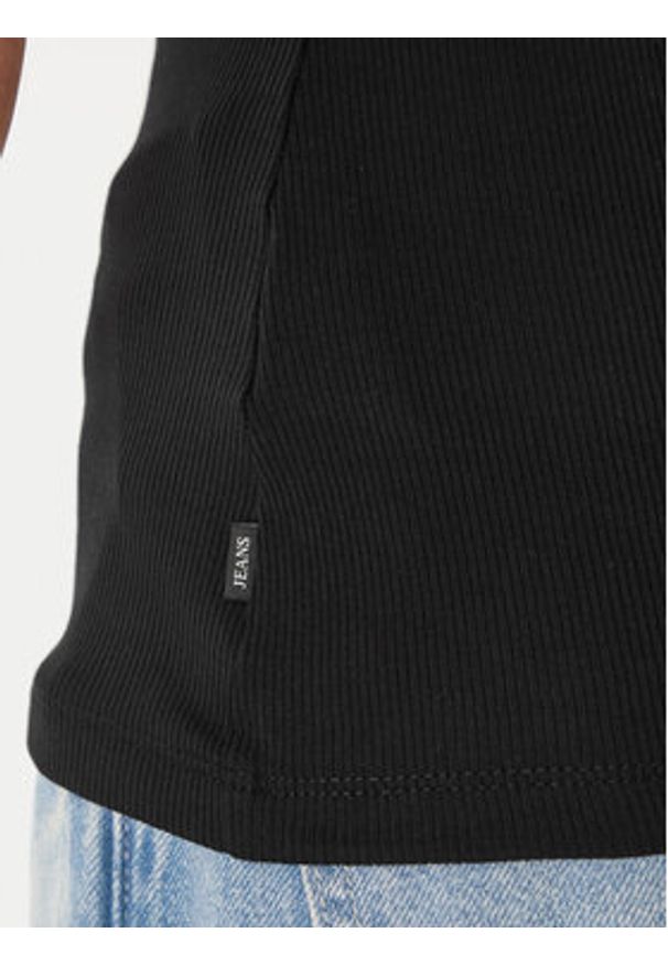 Guess Jeans Top W6GPZ2 KA0H1 Czarny Slim Fit. Kolor: czarny. Materiał: bawełna