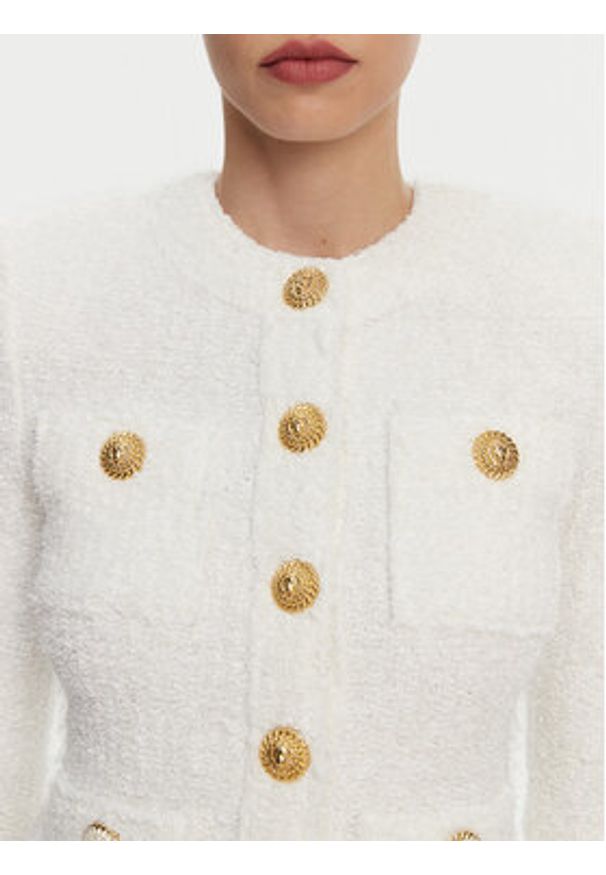 Balmain Kardigan DF1SK249KH10 Biały Regular Fit. Kolor: biały. Materiał: syntetyk