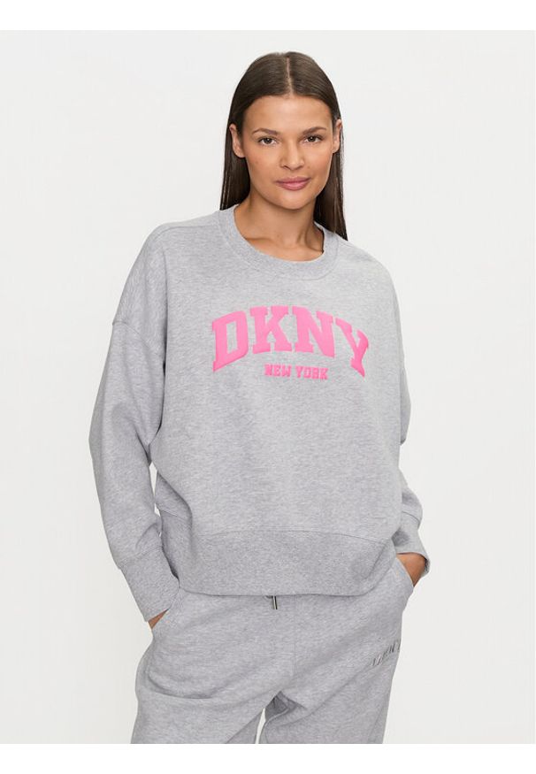 DKNY Sport Bluza DP4T9944 Szary Loose Fit. Kolor: szary. Materiał: syntetyk, bawełna. Styl: sportowy