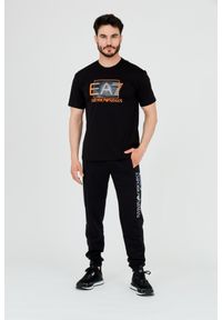EA7 Emporio Armani - EA7 Męski czarny t-shirt z holograficznym logo, Rozmiar S. Kolor: czarny