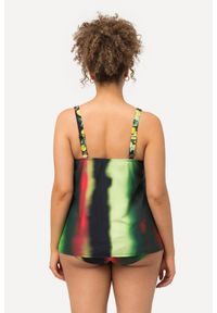 ULLA POPKEN - Damskie Tankini cytryny miękkie miseczki wydłużone boki z recyklingu. Kolekcja: plus size. Kolor: czarny. Materiał: elastan, poliamid, materiał