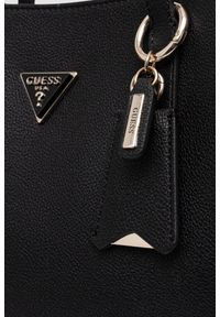 Guess - GUESS Czarna shopperka damska Meridian. Kolor: czarny. Materiał: skórzane #7