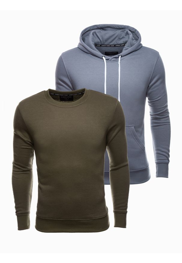 Ombre Clothing - Zestaw bluz męskich BASIC - mix 2-pak V5. Materiał: jeans, poliester, bawełna