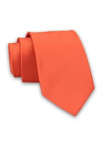 Pomarańczowy Elegancki Klasyczny Męski Krawat -Angelo di Monti- 7 cm, w Delikatne Prążki. Kolor: pomarańczowy. Materiał: tkanina. Wzór: prążki. Styl: klasyczny, elegancki