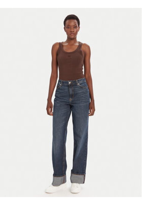 Hugo - HUGO Top Datamia 50514489 Brązowy Slim Fit. Kolor: brązowy. Materiał: bawełna