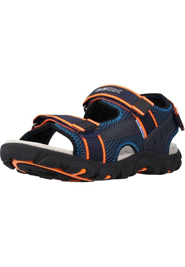 Geox - Sandały GEOX JR SANDAL STRADA A Niebieski. Kolor: niebieski. Materiał: syntetyk, skóra. Sezon: lato