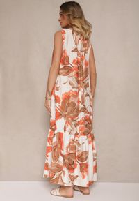 Renee - Pomarańczowa Sukienka z Wiskozą w Kwiaty Liorissa. Okazja: na co dzień. Kolor: pomarańczowy. Materiał: wiskoza. Wzór: kwiaty. Styl: klasyczny, casual, elegancki #4