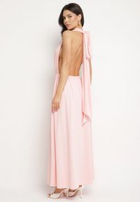 Born2be - Różowa Koktajlowa Sukienka Multiway z Wiskozą i Wiązaniem na Szyi Lilazza. Okazja: na imprezę. Typ kołnierza: dekolt w kształcie V. Kolor: różowy. Materiał: wiskoza. Typ sukienki: rozkloszowane. Styl: wizytowy #2