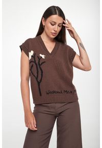 Weekend Max Mara - Kamizelka damska dzianinowa Crusca WEEKEND MAX MARA. Materiał: dzianina
