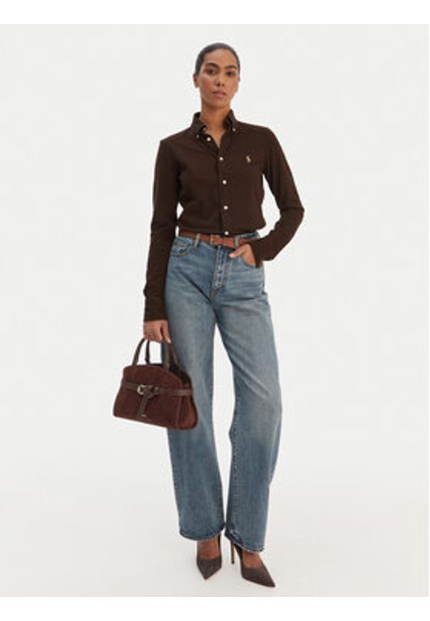 Polo Ralph Lauren Koszula 211924258501 Beżowy Slim Fit. Typ kołnierza: polo. Kolor: beżowy. Materiał: bawełna