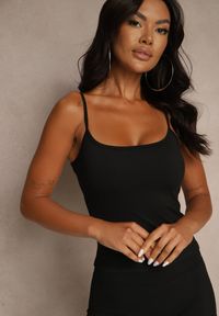 Renee - Czarny Casualowy Top Halanissa. Okazja: na co dzień. Kolor: czarny. Długość rękawa: na ramiączkach. Styl: casual #3