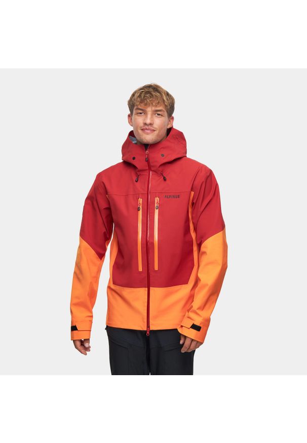 Kurtka trekkingowa hardshell męska Alpinus Besso. Kolor: wielokolorowy, pomarańczowy, czerwony. Materiał: hardshell