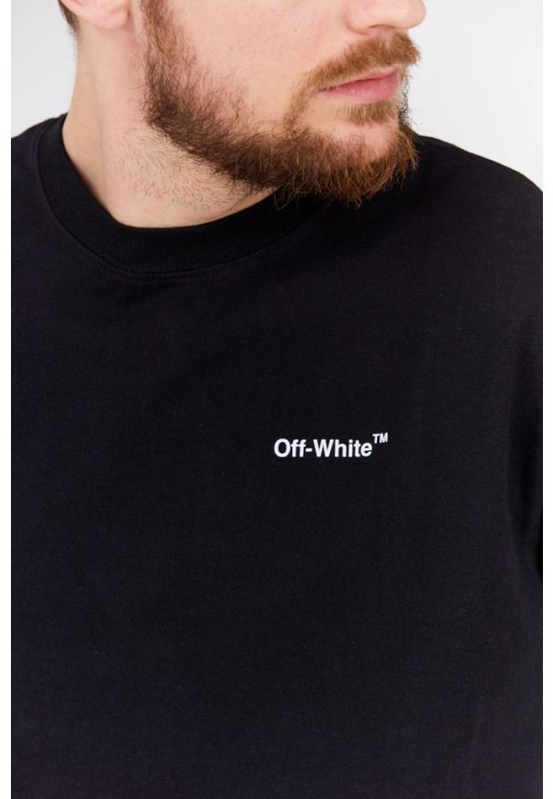 OFF-WHITE Czarny longsleeve męski z nadrukiem na plecach, Rozmiar S. Kolor: czarny. Materiał: prążkowany. Długość rękawa: długi rękaw. Wzór: nadruk