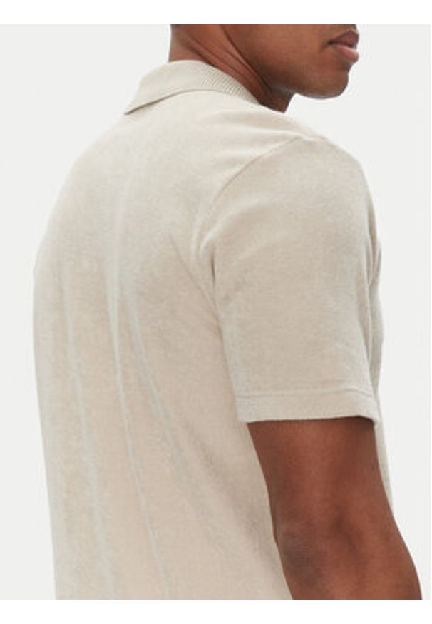 BOSS Polo Pe_Doubletowel 50539869 Beżowy Relaxed Fit. Typ kołnierza: polo. Kolor: beżowy. Materiał: bawełna