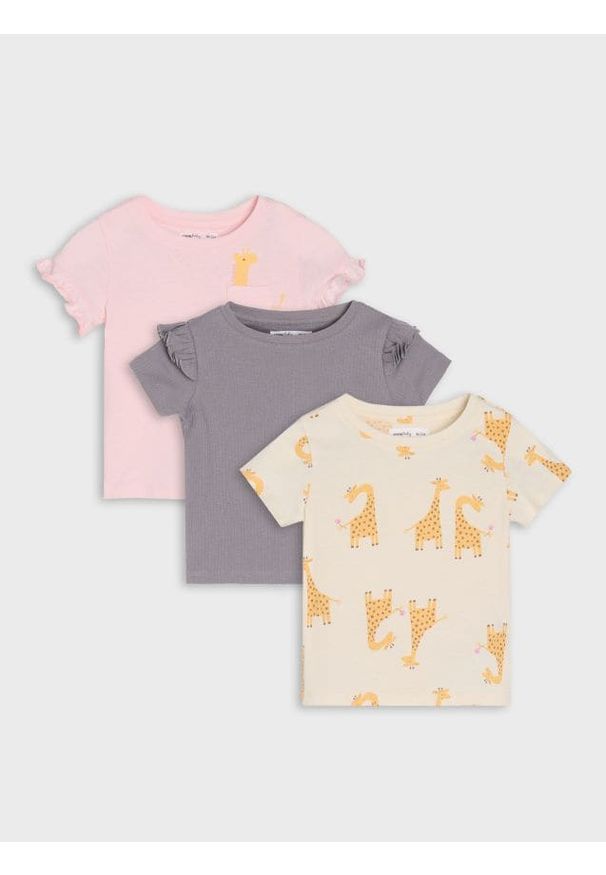 Sinsay - Koszulki 3 pack - różowy. Kolor: różowy