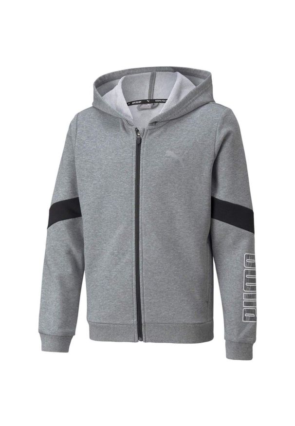 Bluza z kapturem Puma Active Sport Full-zip Hoodie Tr B, Dzieci. Typ kołnierza: kaptur. Kolor: szary. Materiał: materiał, bawełna