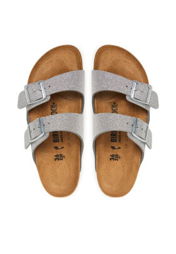 Birkenstock Klapki Arizona 1030127 Srebrny. Kolor: srebrny. Materiał: skóra