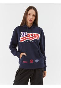 Tommy Jeans Bluza DW0DW17689 Granatowy Relaxed Fit. Kolor: niebieski. Materiał: bawełna