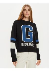 Guess Jeans Sweter W4BR11 Z3HN2 Czarny Regular Fit. Kolor: czarny. Materiał: syntetyk #1