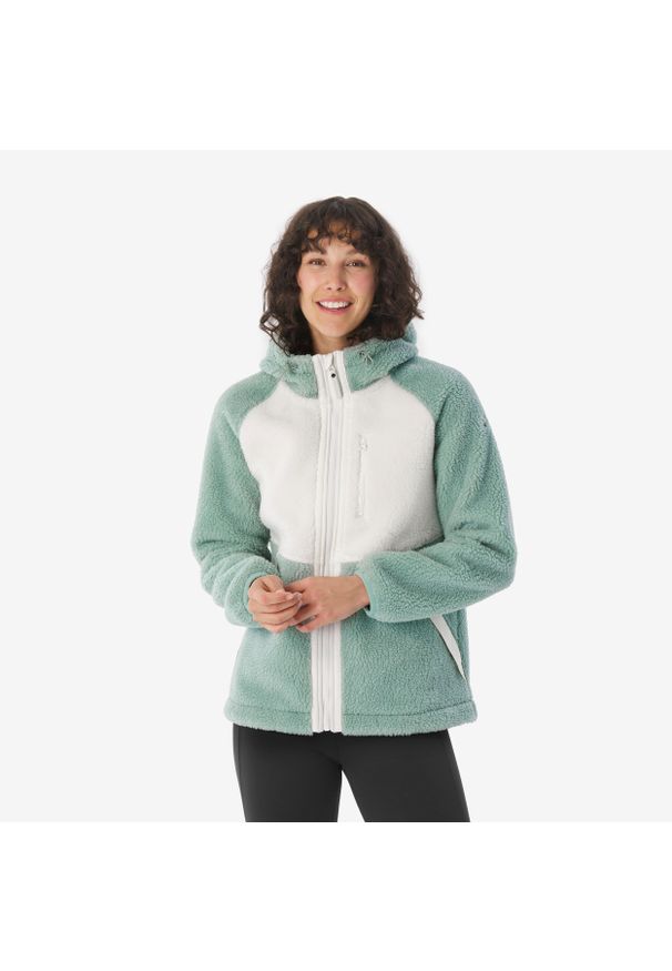 quechua - Polar turystyczny damski Quechua SH900 Warm. Kolor: biały, wielokolorowy, zielony. Materiał: poliester, materiał. Sezon: zima. Sport: turystyka piesza