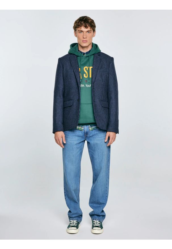 Big-Star - Bluza męska z kapturem z logo BIG STAR zielona Ashlyno 304. Typ kołnierza: kaptur. Kolor: zielony. Materiał: jeans, materiał, dzianina, skóra